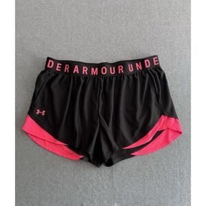 Under Armour Loose Heatgear Black Pink Shorts Women's Size 2XL Workout Gym